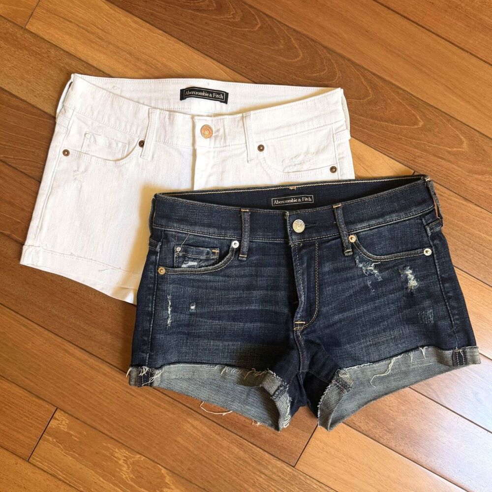 Abercrombie and Fitch Distressed Denim Shorts Two Pack 26